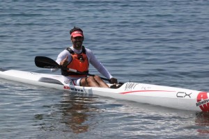 Daniel Sánchez, en su piragua