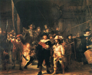 La ronda de noche, de Rembrandt. Las noches solían ser esto: mucha gente y jarana.