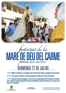 En la imagen, el póster de las fiestas de la Virgen del Carmen en Sant Antoni. 