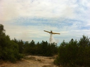 Imagen de un hidroavión actuando contra un fuego. Foto: D. V. 