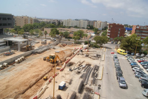 Imagen de las obras que se están realizando en el aparcamiento de Can Misses