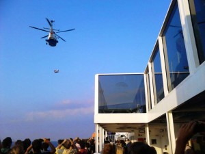 El helicóptero trasladó al paciente al hospital Sant Pau de Barcelona.