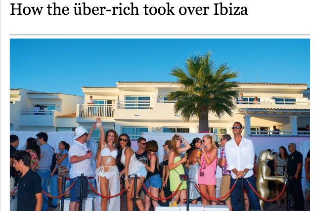 Portada de la edición digital del Times con la crónica sobre Ibiza.