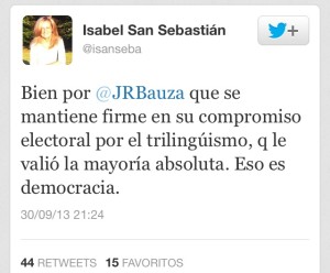 Piulada de Isabel San Sebastian, eufòrica pel fracàs de les negociacions entre Educació i vaguistes.