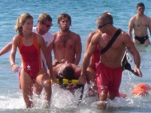 Imagen del simulacro de los socorristas en ses Salines. Foto: Ajuntament de Sant Josep.