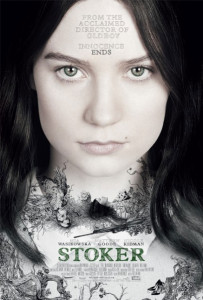 Cartel de la película Stoker, dirigida por el coreano Park Wan-wook y protagonizada por Mia Wanchoswski, Nicole Kidman y Matthew Goode.