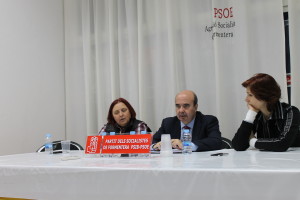 Gaspar Zarrías, en el centro, en la rueda de prensa ofrecida el lunes en Formentera. 