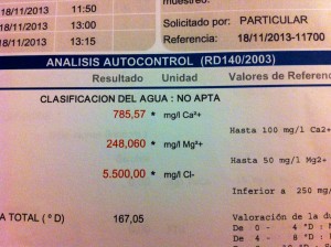 Imatge de l'informe de l'empresa Biofarma que confirma que l'aigua no és de consum humà. Fotos: D.V.