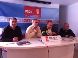 Pep Marí, Vicent Torres, Antoni Machado i ALbert Marí,a la roda de premsa d'avui. Foto: D.V.