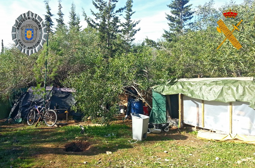 Imagen del campamento intervenido. Foto: Guardia Civil.