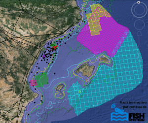 Mapa de las zondas donde se ha solicitado realizar sondeos sísmicos. Imagen: Alianza Mar Blava.