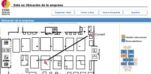 Plànol de localització de la fira de Madrid, que recull la separació entre els dos estands d’Eivissa, d’una banda el que munta el Consell Insular, i de l’altra el del Govern Balear.