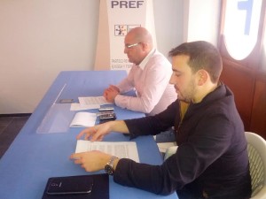 Hugo Valparis y José Luis Cardona, durante la rueda de prensa ofrecida en la sede del PREF