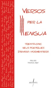 Coberta de l'obra Versos per la Llengua: trenta-cinc veus poètiques d'Eivissa i Formentera. 