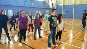 Varios de los participantes por libre del flashmob de este sábado durante el ensayo en es Viver.