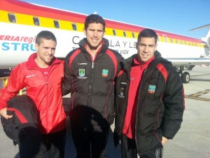 Dani Argilaga, Jesús Cruz y Néstor Trujillo, los tres debutantes hoy con el Formentera. Foto: Radio Illa