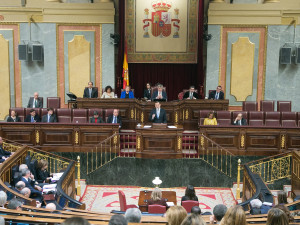 Imatge de la intervenció de Mariano Rajoy en aquest debat sobre l'estat de la nació, durant el qual ell mateix ha defensat les prospeccions petrolíferes Foto: Congrés dels Diputats