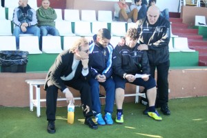 Mario Ormaechea, en el banquillo de la Peña Deportiva antes del inicio del partido.