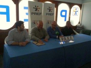 Òscar Valparis, Nacho Rodrigo, José Luis Cardona y Joaquín Liébana, en un momento de la rueda de prensa