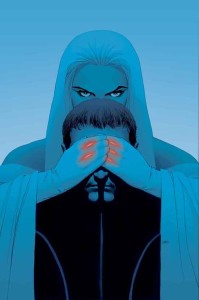 Los líderes de Astonishing, Emma Frost y Cíclope, retratados por el espléndido arte de John Cassaday.