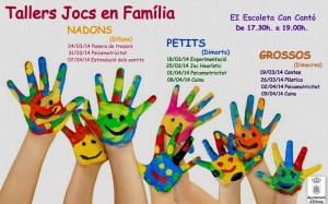 Una imagen del cartel que anuncia los talleres de los Jocs en Família.