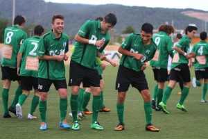 Los jugadores del Sant Jordi celebran un gol en un partido de Liga