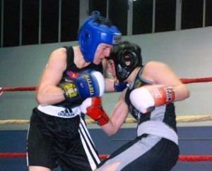 Susana Torres, durante un combate disputado en el polideportivo de sa Blanca Dona.