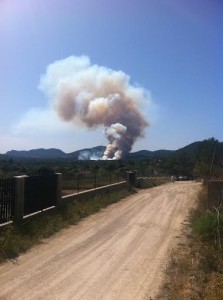 Columna de humo en uno de los últimos incendios producidos en es Cubells