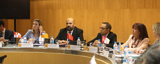 El conseller balear, Jaime Martínez (al centre, amb barba) durant la reunió. Foto: CAIB.