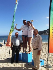 Juanjo Serra y Ramón Tarragó, los dos únicos nadadores que finalizaron la prueba.