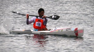 Daniel Sánchez, durante una prueba de surfski disputada recientemente. 