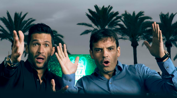 Imagen promocional de la fiesta con Luís García y Morientes. 