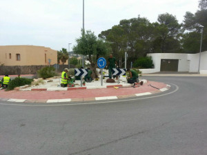 Una de las rotondas de Sant Josep donde se instalará este sistema de riego. Foto: AJuntament de Sant Josep.