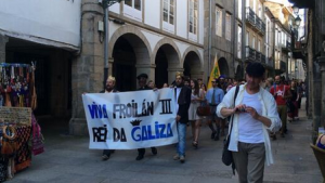 Imagen de la cabecera de la manifestación. Foto: Twitter Resistencia Galega.