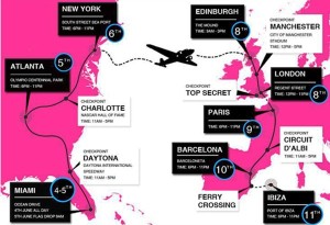 Mapa de las distintas etapas de la edición de 2014 de la Gumball 3000.