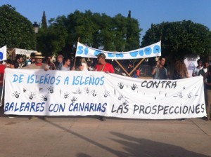 Algunas de las pancartes que se han visto en solidaridad con las Canarias. Foto: D.V.