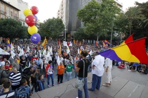 Imatge d'una concentració a favor de la república a Palma de Mallorca. Foto: Isaac Buj - ARA Balears.