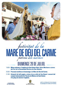 A la imatge, el cartell de les celebracions en honor de la Mare de Déu del Carme. 