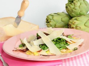 Carpaccio de alcachofas con limón y parmesano