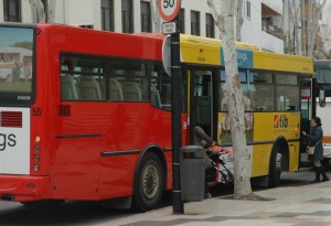 Un autobús que no està adaptat aparca just davant un arbre. Foto: Cetis S.L.