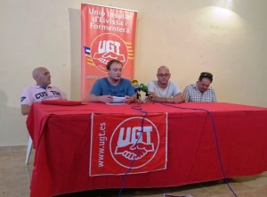 Jesús González, Francisco Álvarez, Jesús Villar y Diego Ruiz, durante la rueda de prensa en UGT.