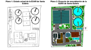 Planos del proyecto de remodelación de la  Estación Depuradora de Aguas Residuales (EDAR) de Santa Eulària.