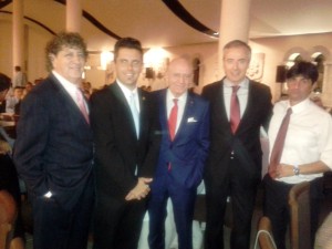 Tolo Darder, Rafa Triguero, Abel Matutes y Vicent Serra, durante la Gran Gala del Fútbol Balear.