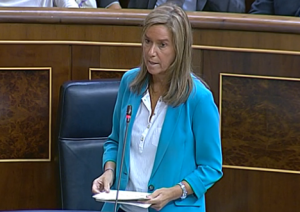 Ana Mato, ministra de Sanidad, durante su intervención hoy en el Congreso. Imagen: Canal Parlamento.