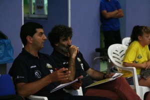 Marcelo de Stéfano y Toni Gino Corona, antes del inicio del partido.