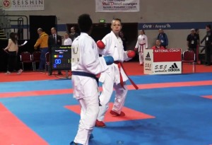 Irene Colomar, durante su primer combate en el Mundial ante la maliense Toumko.