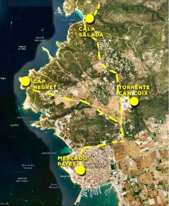 Un plano de el recorrido de la XXII edición del Dos Dies de Trial Illa d'Eivissa.