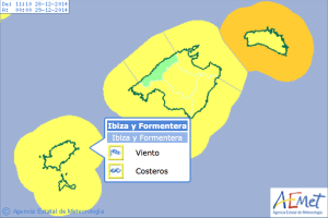 Además de los fuertes vientos, el lunes habrán chubascos que pueden ir acompañados de tormentas. Imagen: Aemet