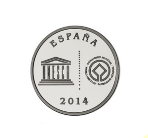 Reverso de estas monedas de coleccionista, que comparten todas las piezas de la serie Ciudades Patrimonio. 