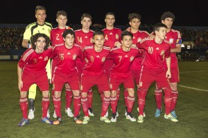 Once incial de España. Foto: Francisco Natera (Fútbol Pitiuso)